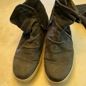 Miz Mooz high top side zip athletic sneakers 39 (9) grey taupe